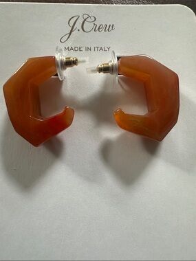 J. Crew Caramel-Tone Geometric Resin Hoop Earrings